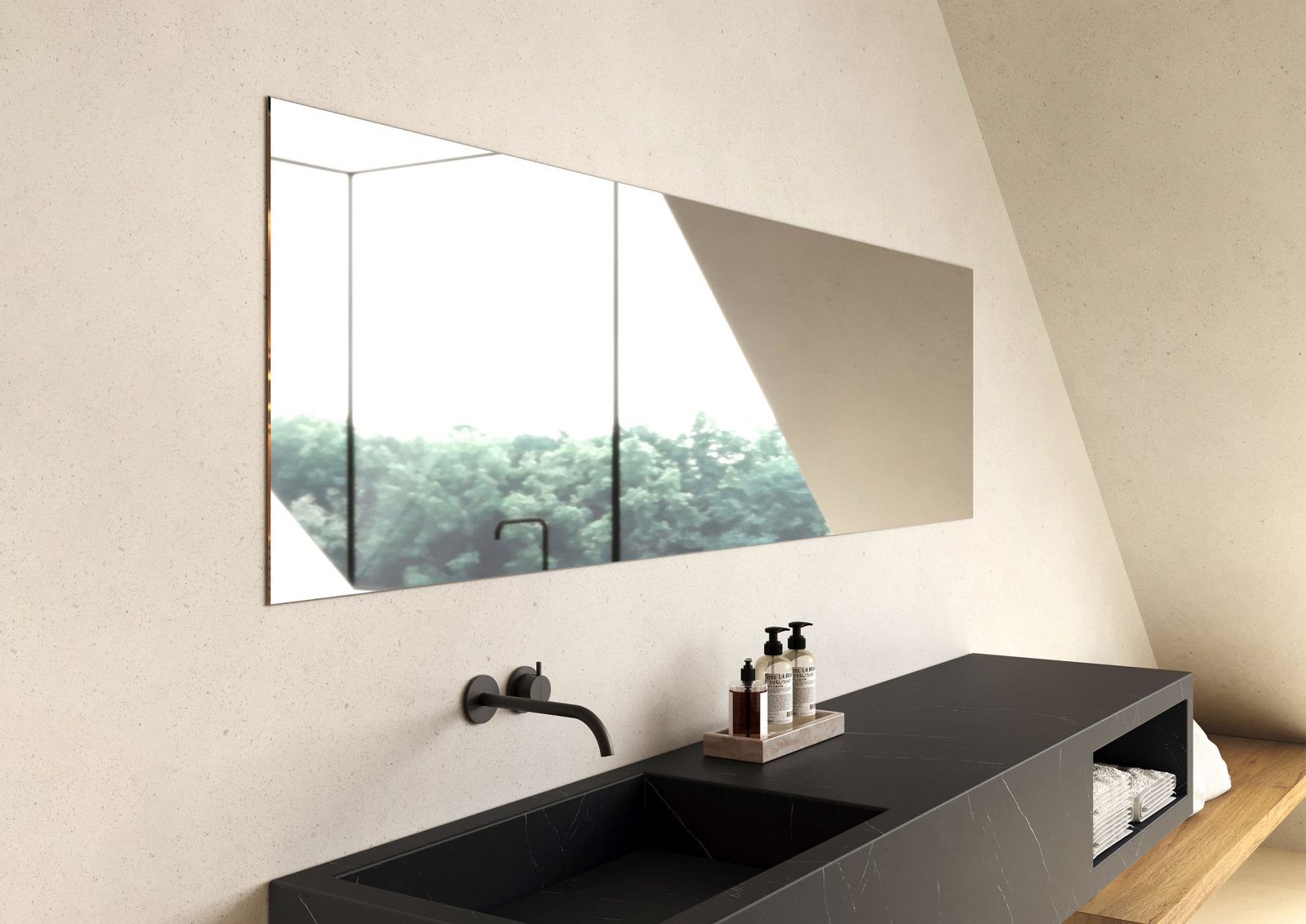 Rechteckiger Spiegel nach Maß über ceram Waschtisch